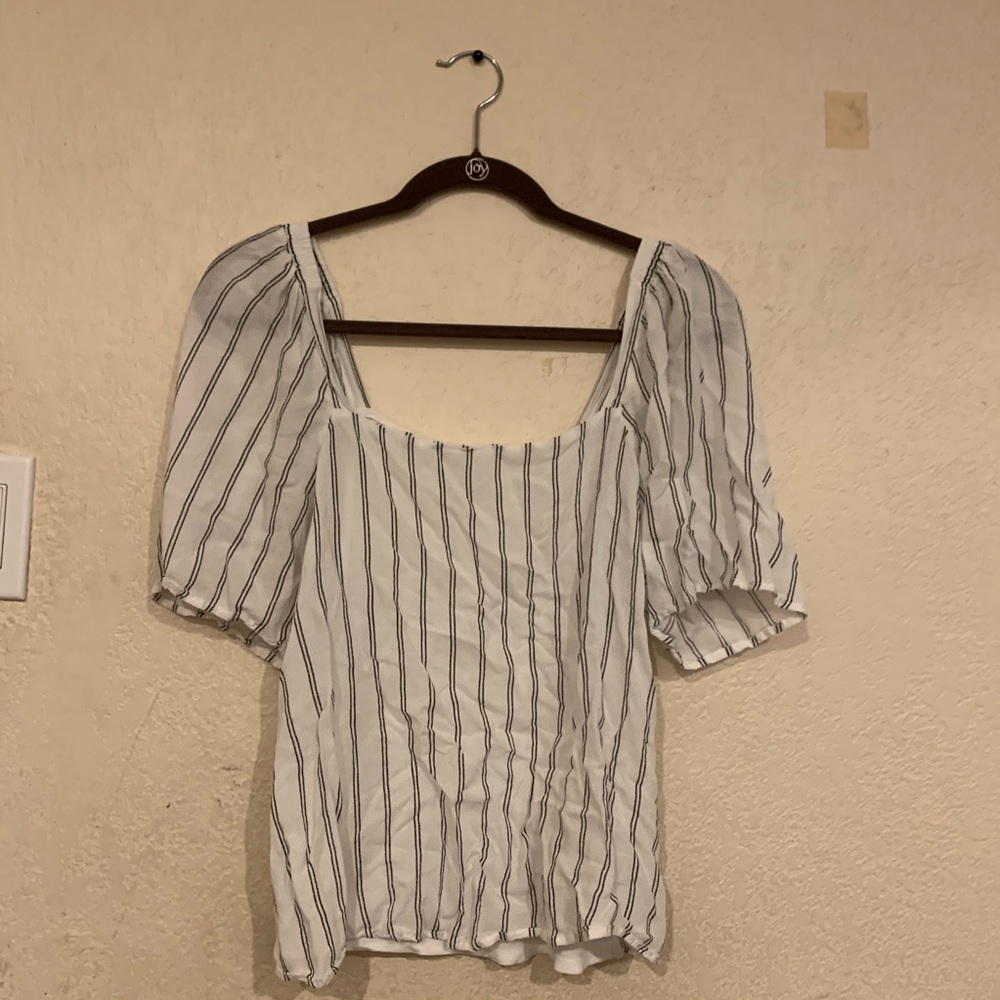 Black and White Striped a new day Top